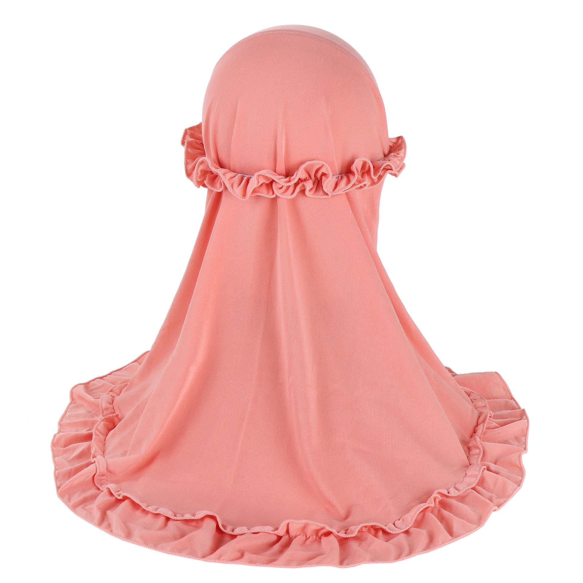 Kids Ruffle Prayer Hijab Soft Stretch One-Piece Khimar