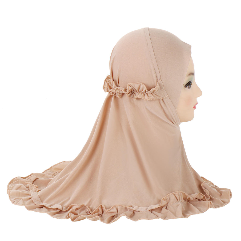 Kids Ruffle Prayer Hijab Soft Stretch One-Piece Khimar