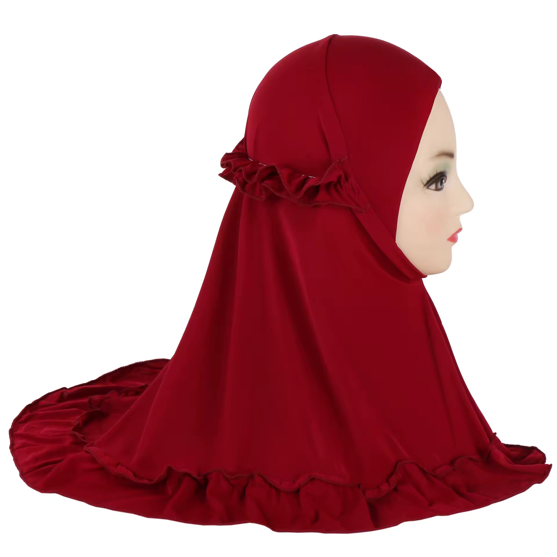 Kids Ruffle Prayer Hijab Soft Stretch One-Piece Khimar