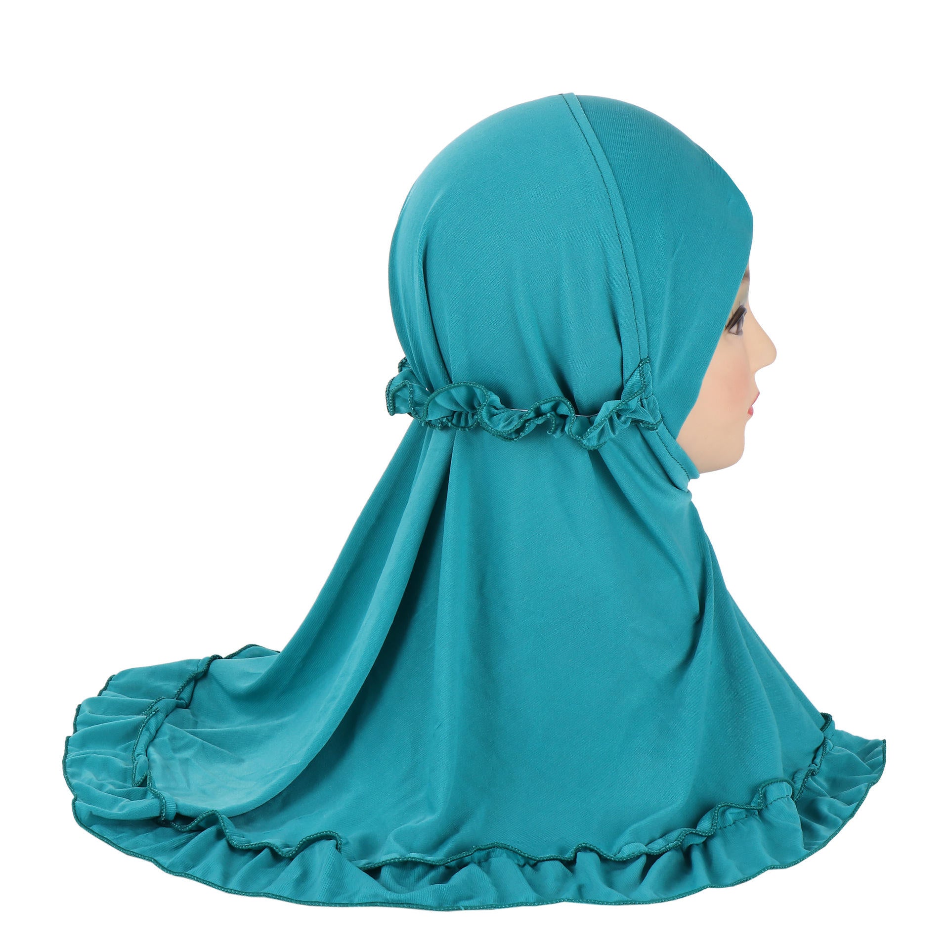 Kids Ruffle Prayer Hijab Soft Stretch One-Piece Khimar