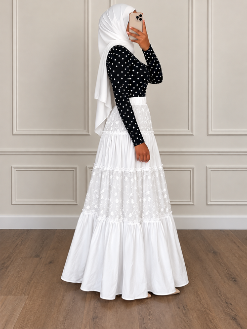 100% Cotton Maxi Skirt Floral Embroidered (Adults)