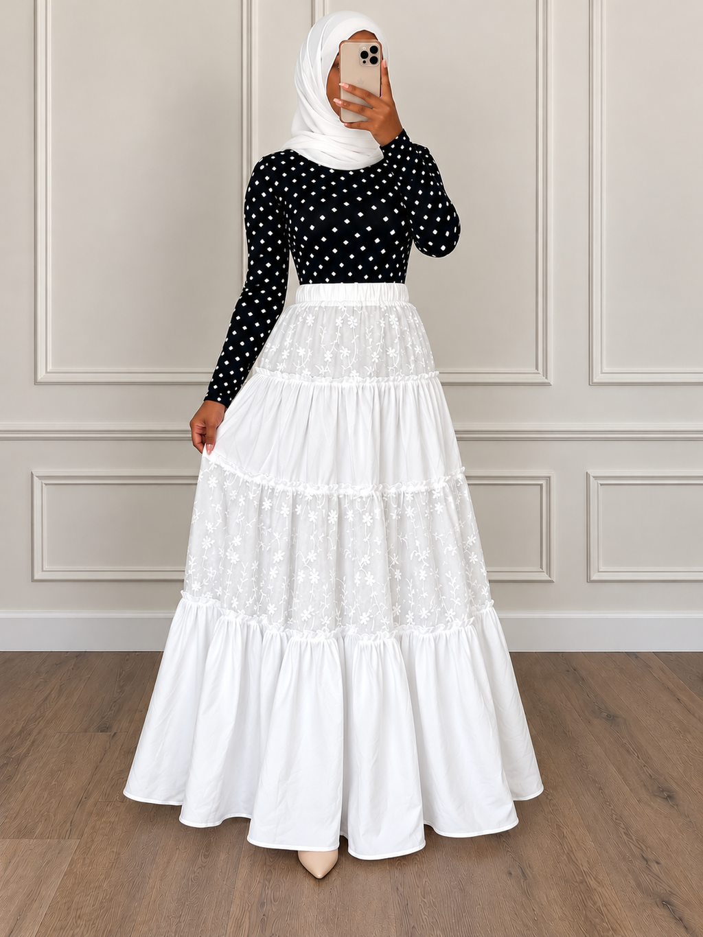 100% Cotton Maxi Skirt Floral Embroidered (Adults)