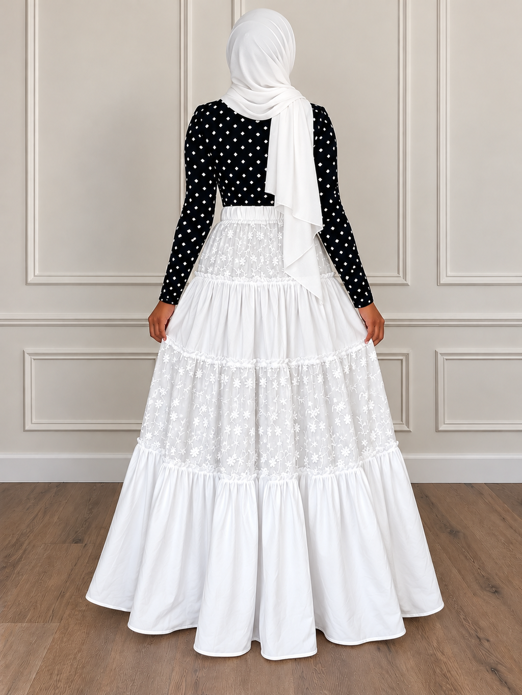 100% Cotton Maxi Skirt Floral Embroidered (Adults)
